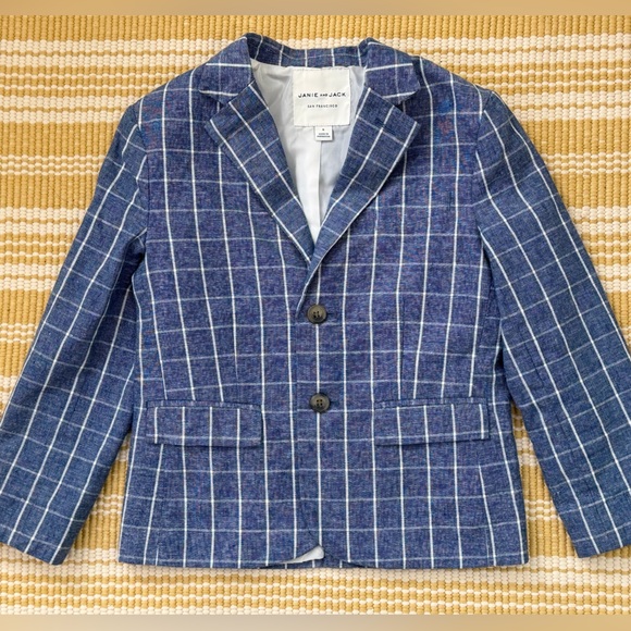 NWOT Janie and Jack Navy Checkered Linen Blazer Sz. 6